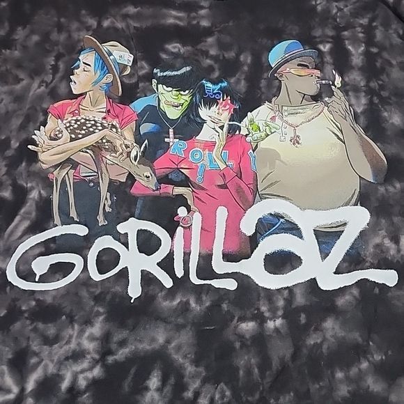 Gorillaz Unisex Tie Dye Band Tee Black‎ Acid Wash M - Picture 5 of 8